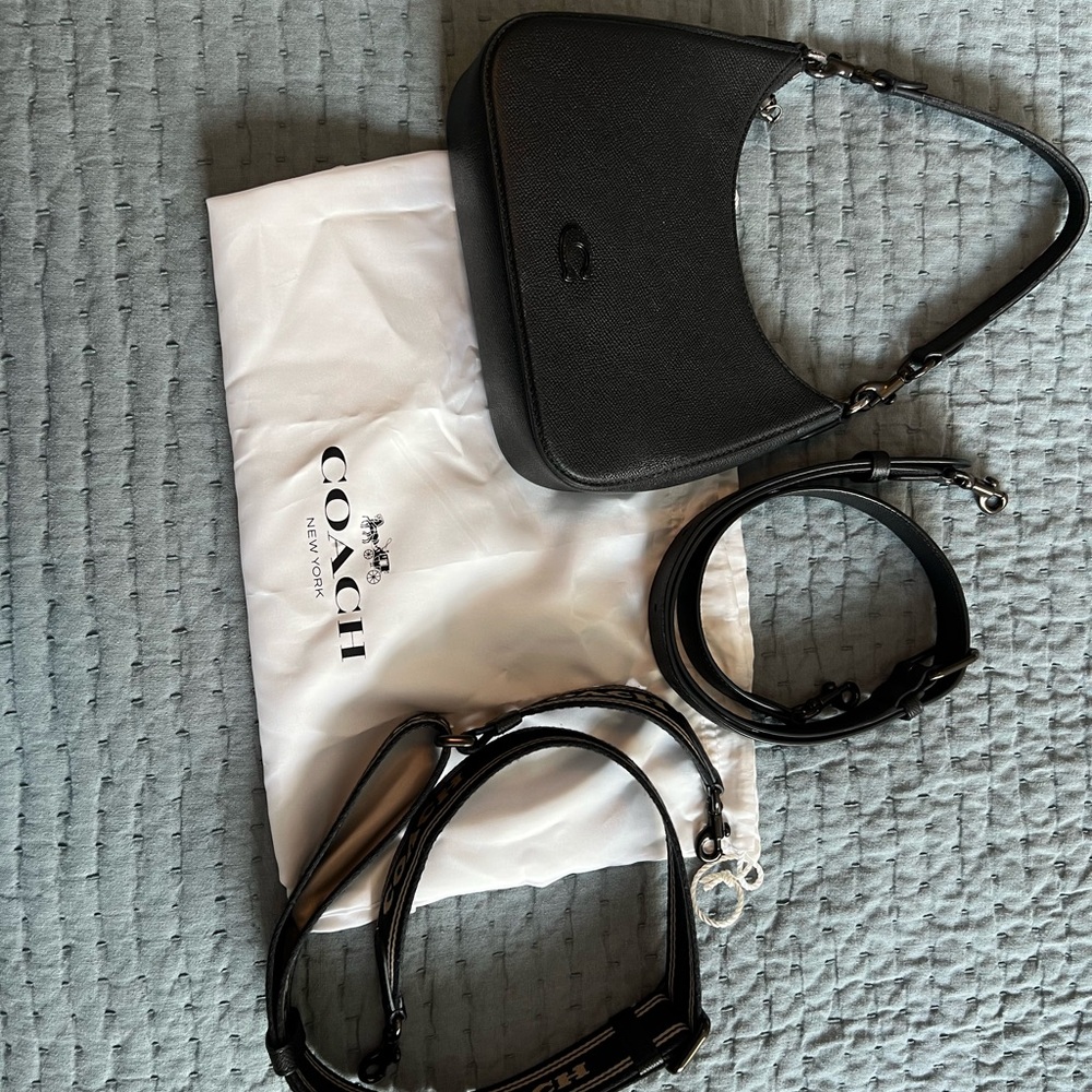 Coach Black Pebble Leather Hobo Bag Small
